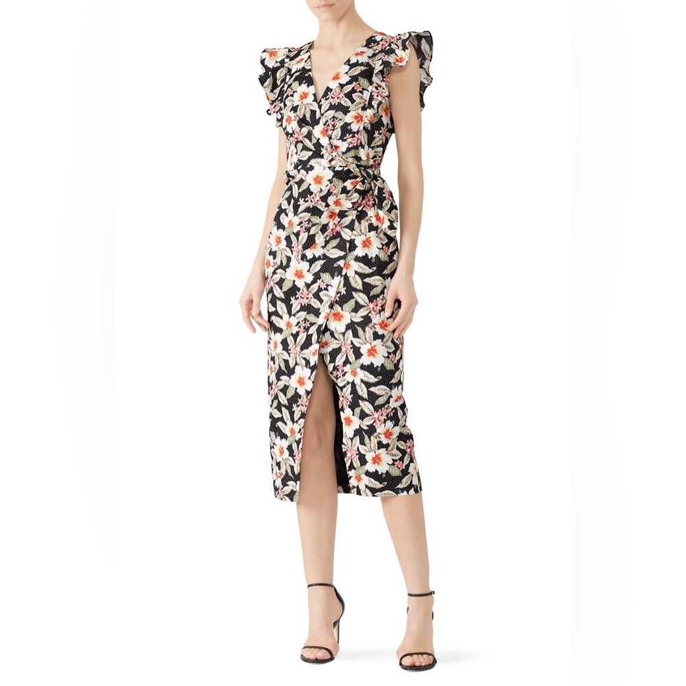 $425 Rebecca Taylor Kamea Fleur Linen Wrap Dress Sz 2 EUC